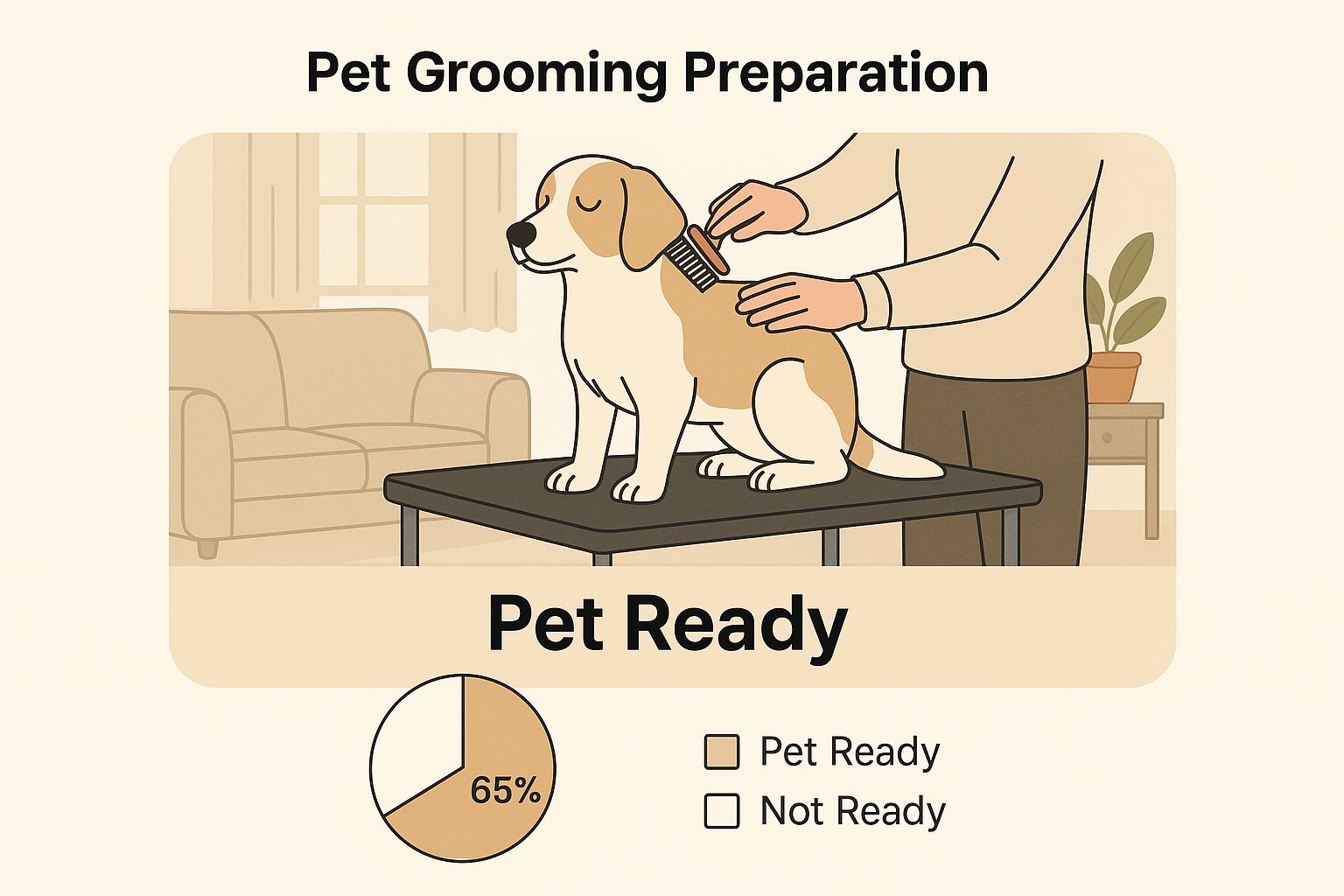 Cartoon pet grooming preparation illustration. Cartoon pet grooming preparation illustration.