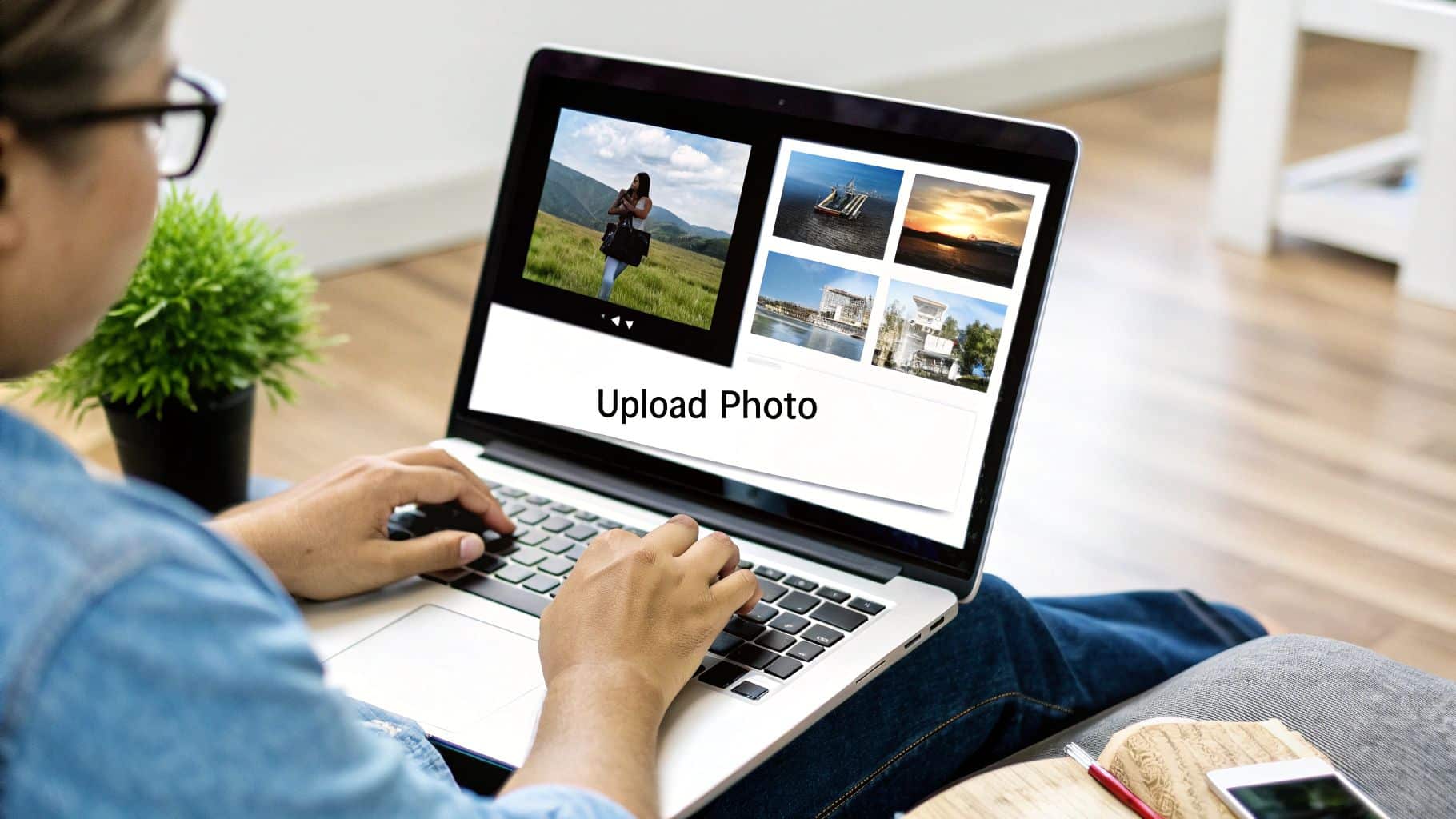 Uploading photo online for caricature. Uploading photo online for caricature.
