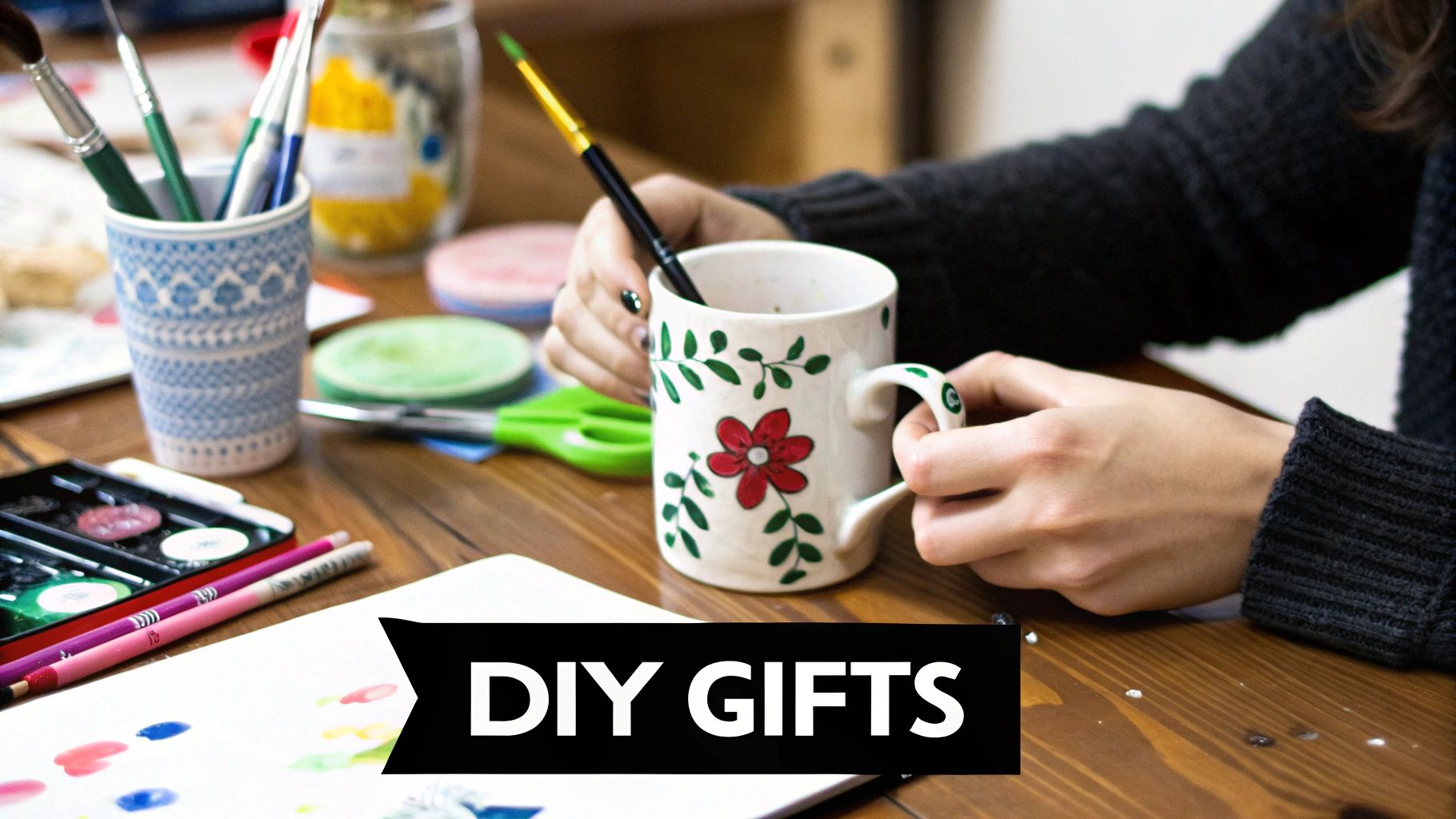 Crafting a personalized gift for friends.
