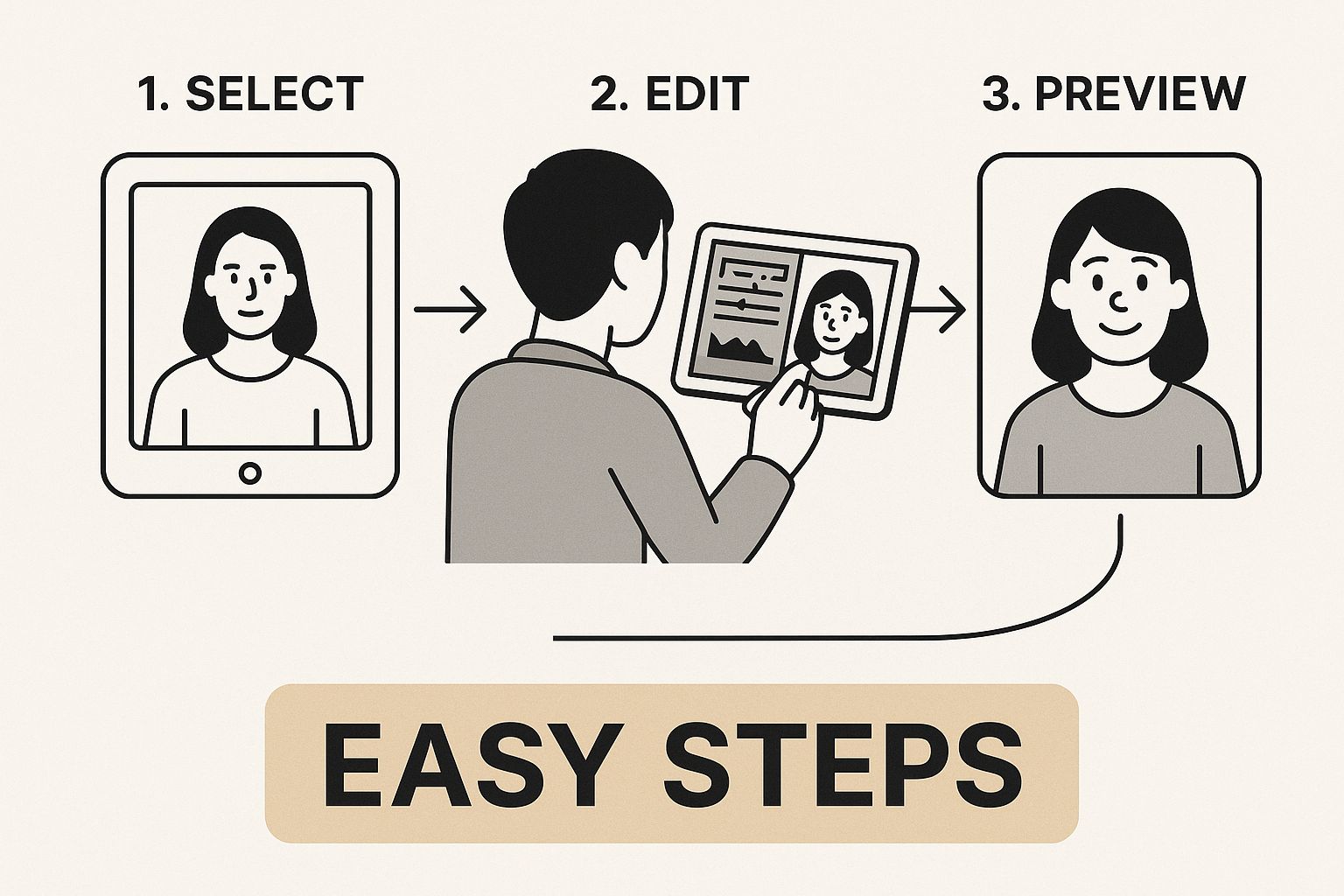 Easy steps: Photo to cartoon guide.