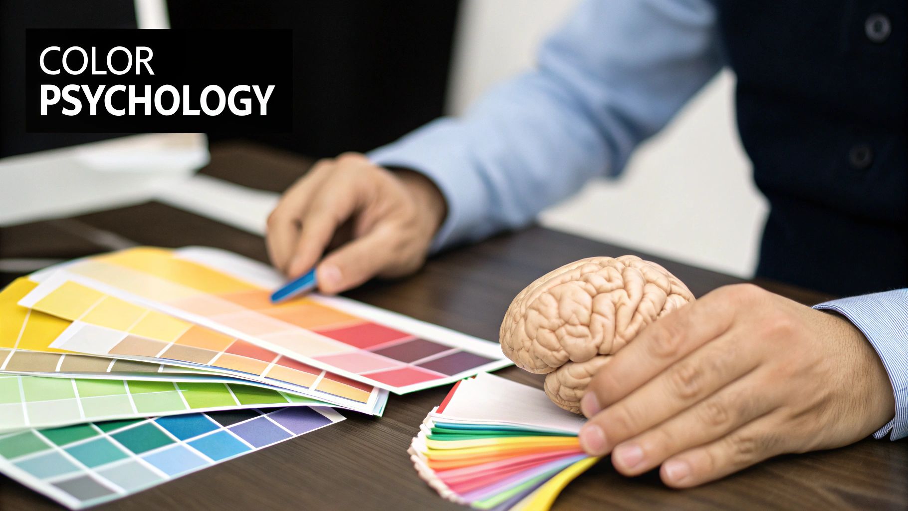 Yellow color swatches, brain, psychology.